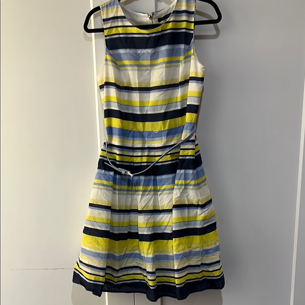 Tommy Hilfiger Size 10 Striped Yellow Blue Cotton Fancy Summer Dress with belt